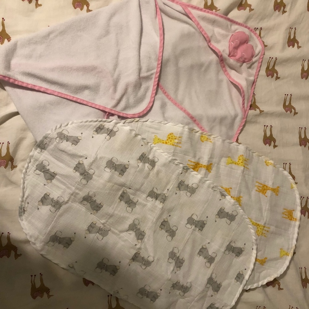 Baby Girl Bath Towel and Changing Table Pad